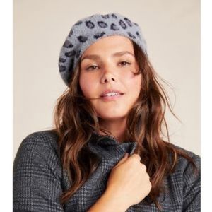 NWT Anthropologie Elsie Beret Leopard Print Hat